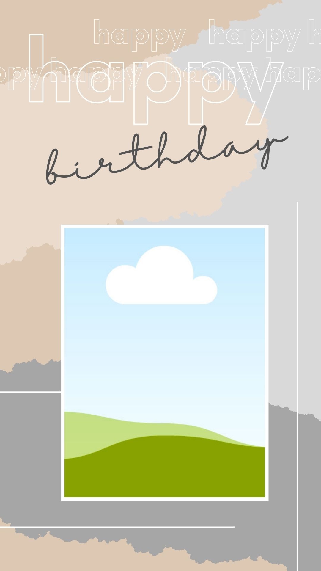 Aesthetic happy birthday instagram story template for boys brown gray white pastel color