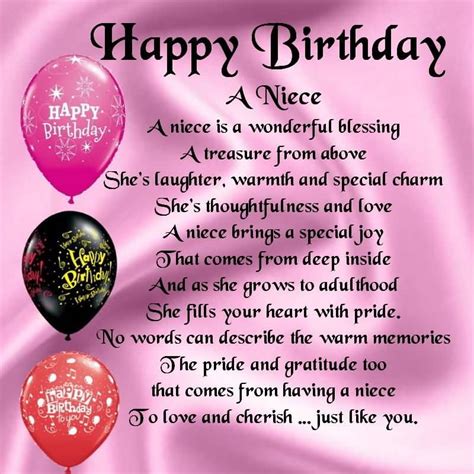 Birthday Wishes For Niece with baloons pink background