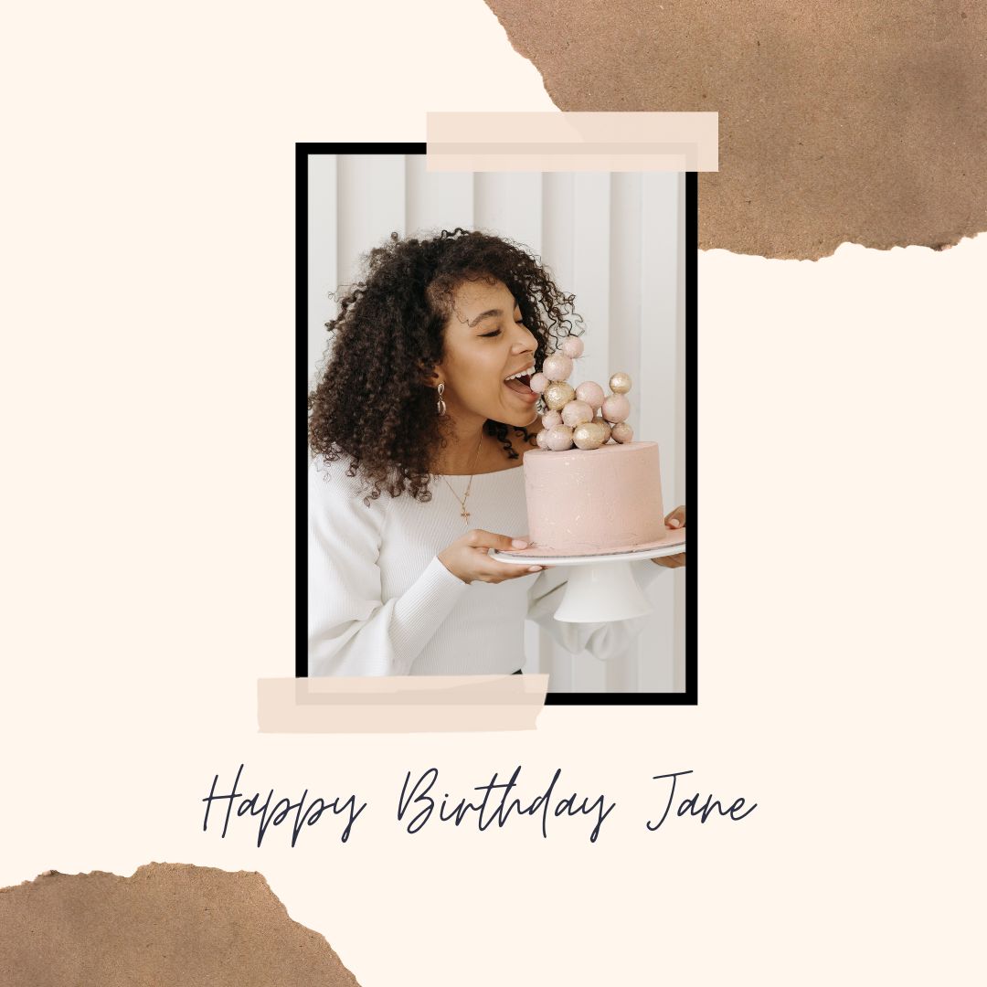 Brown White Modern Creative Paper Textured Happy Birthday Instagram Post Feed