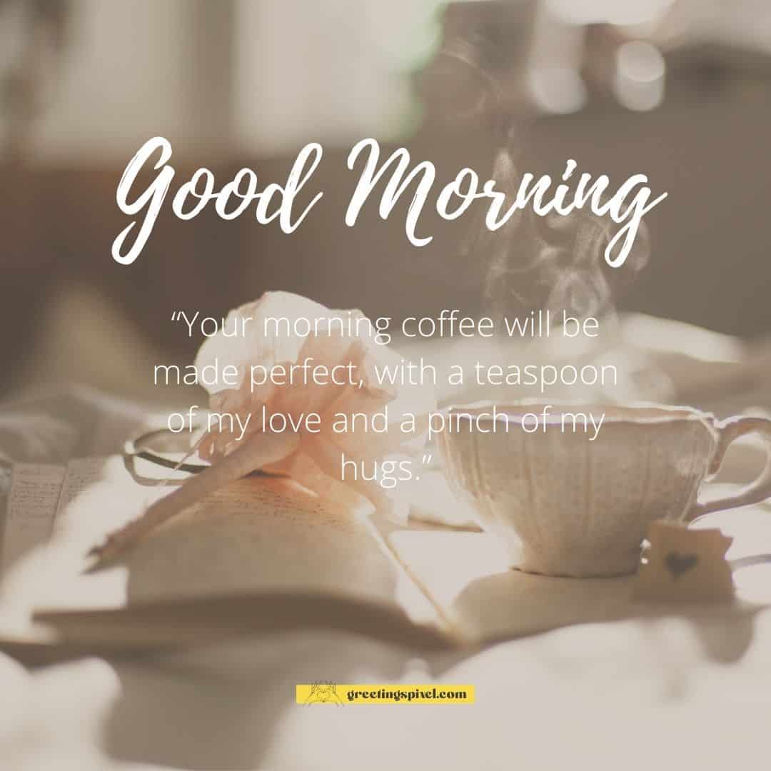 Good morning images with quotes love books cup tea background