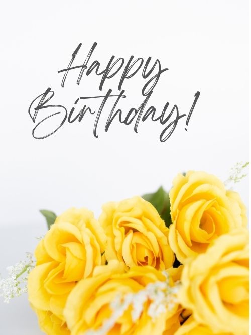 Happy Birthday image with flowers yellow