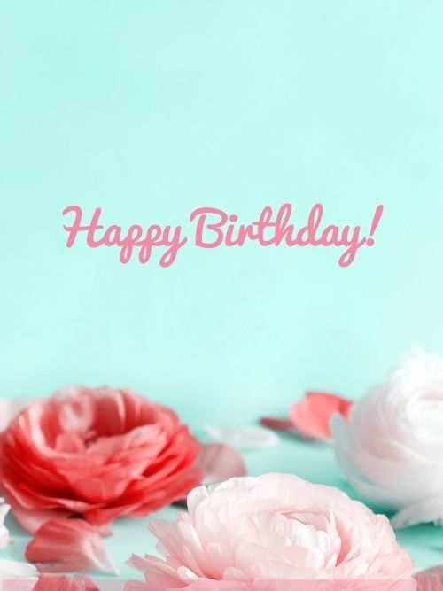 Happy Birthday pictures with flowers blue background