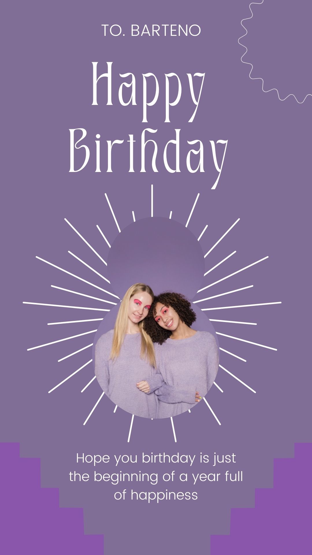 Happy birthday instagram story template app purple color