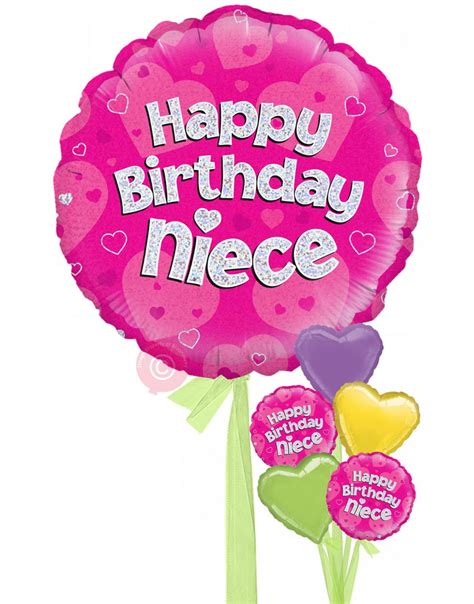 Personalised Happy Birthday Niece Pink Holographic Helium baloons