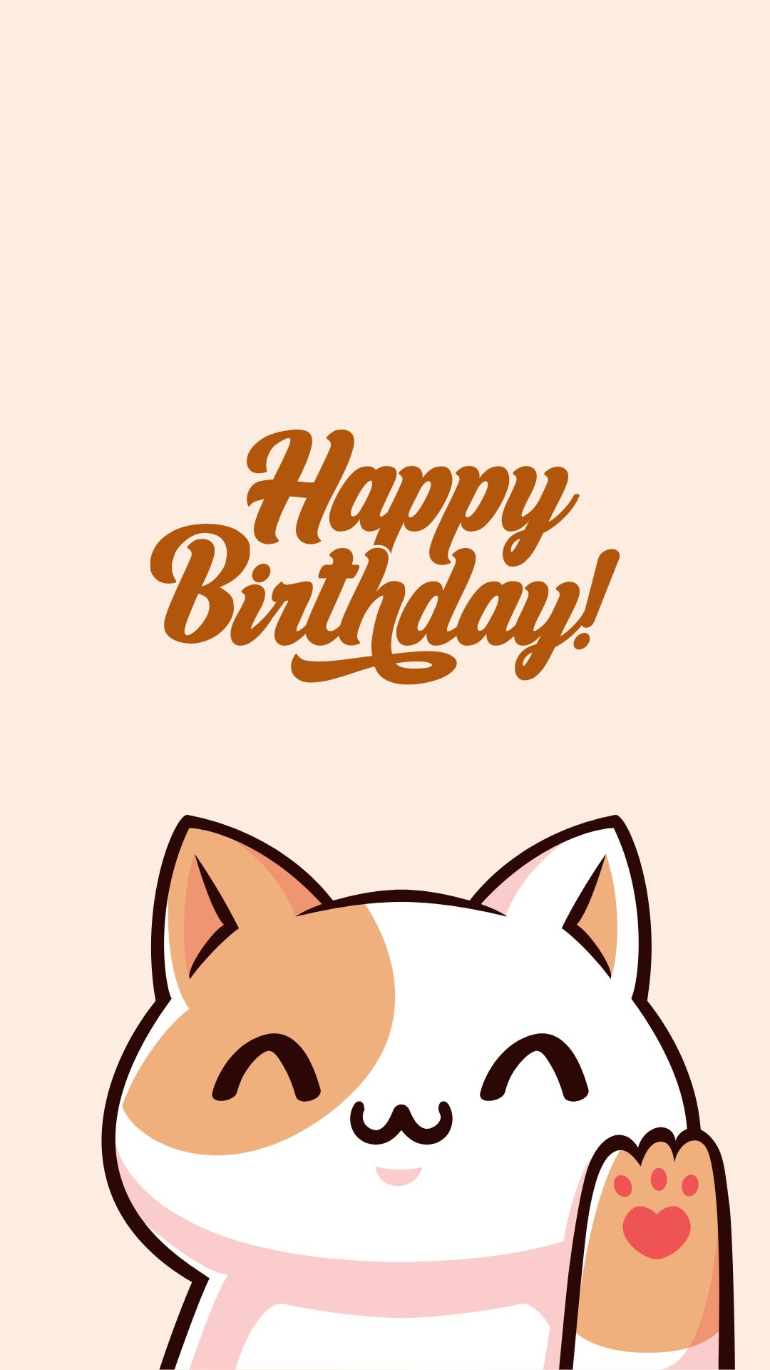 brown happy birthday kawaii chibi cats