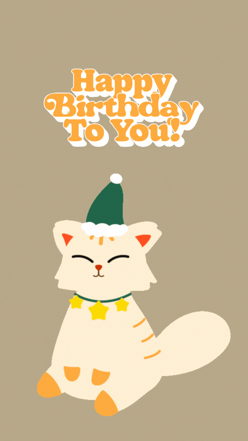 cute cat and hat happy birthday gif images