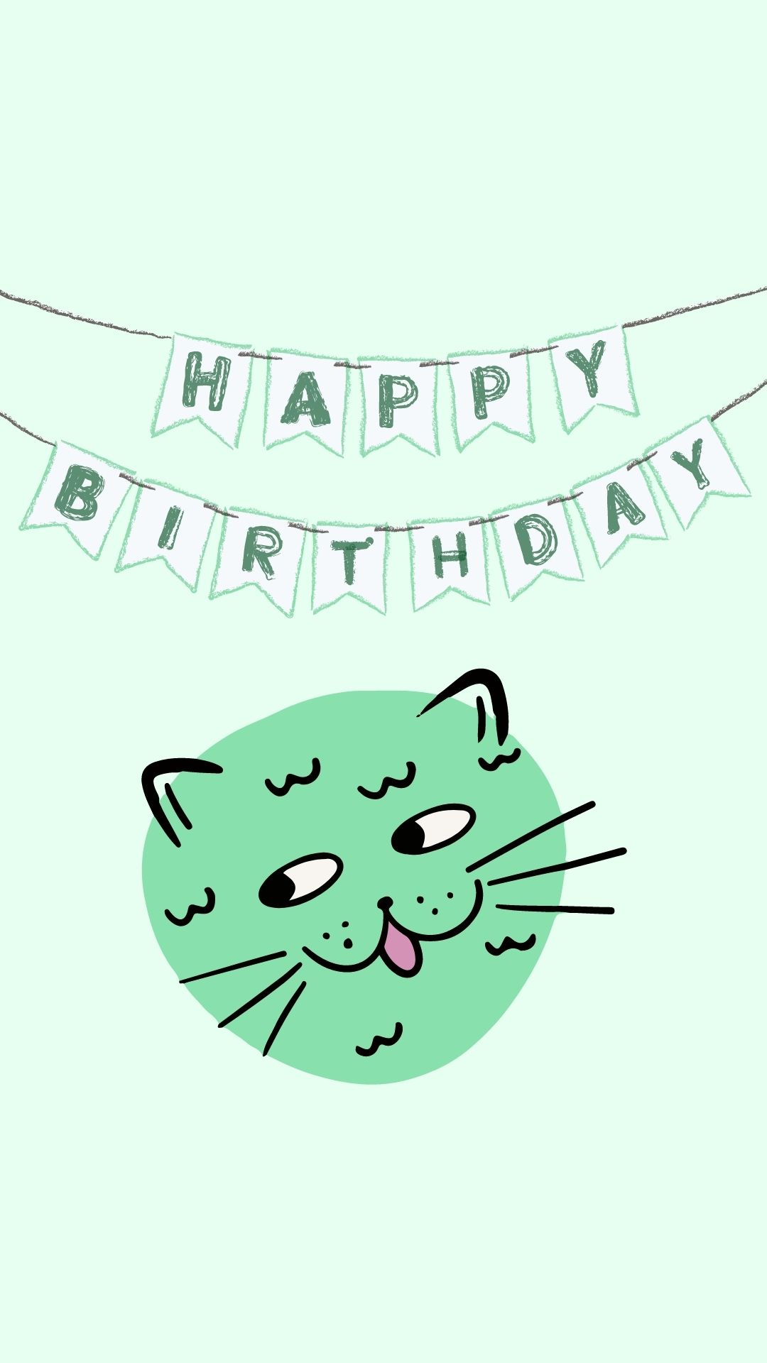 green happy birthday images cats