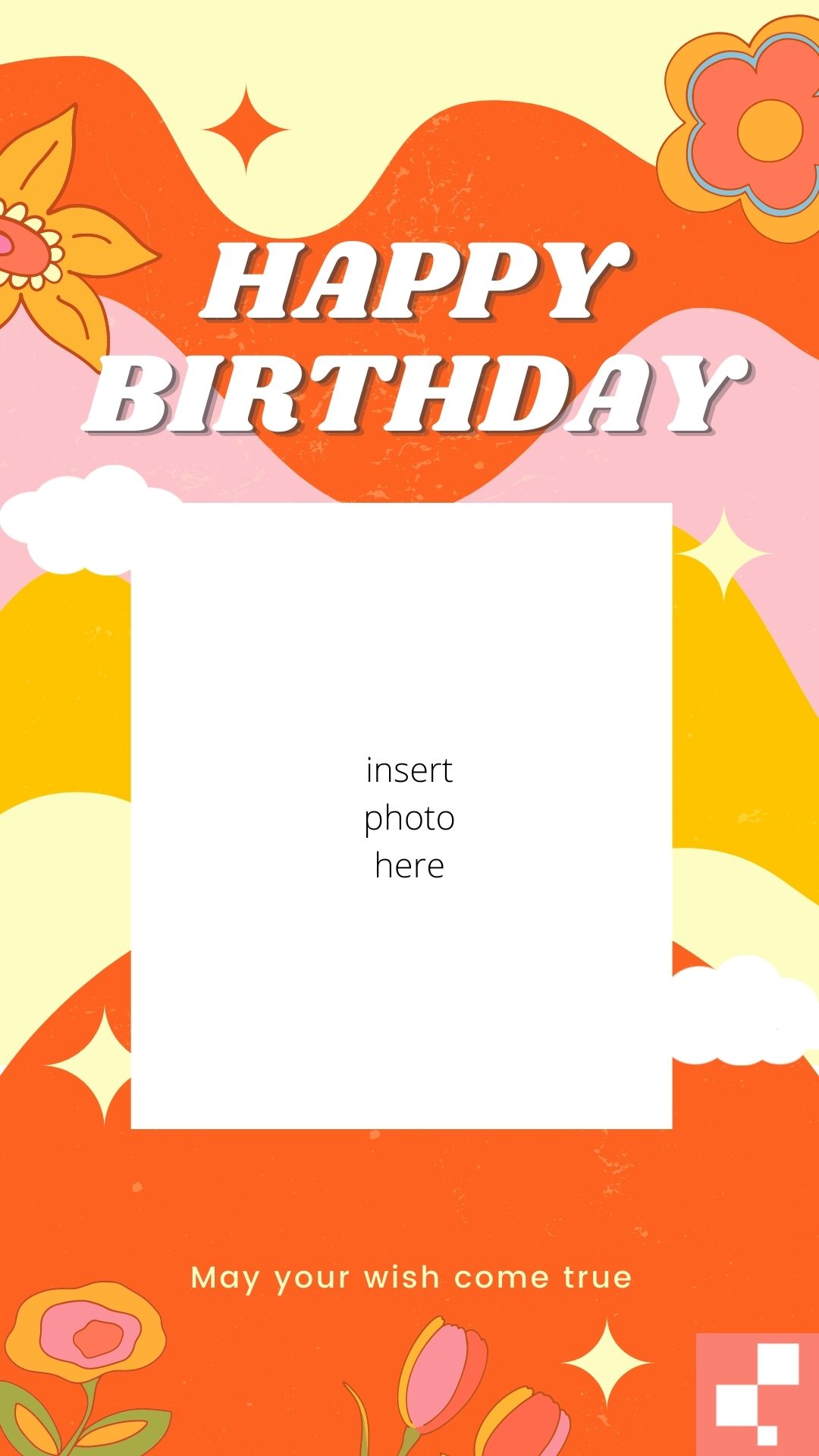 happy birthday instagram story design orange fun